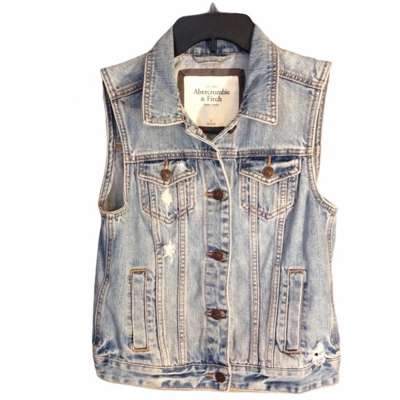 Abercrombie & Fitch Jackets & Blazers - Abercrombie & Fitch Distressed Denim Vest Size S
